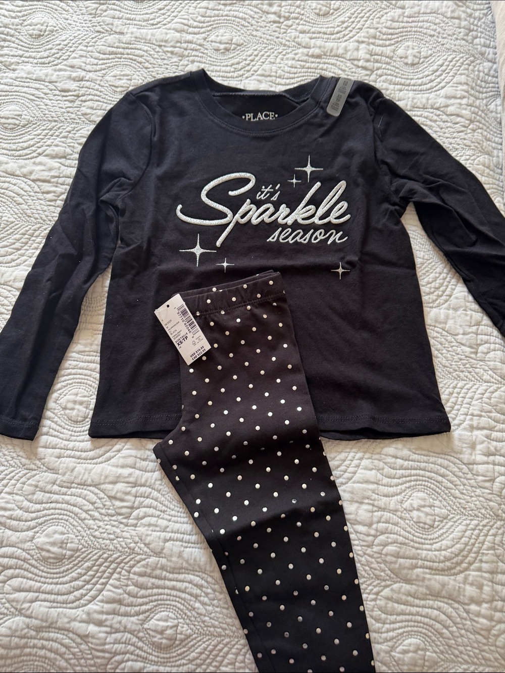 The Children's Place Black Sparkle Season Pajama Set with Silver Accents